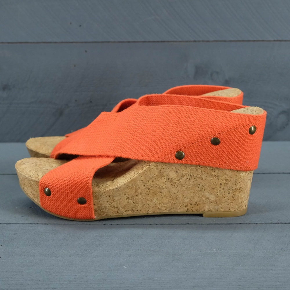 Lucky Brand Miller Wedges Orange Size 7 NWOT